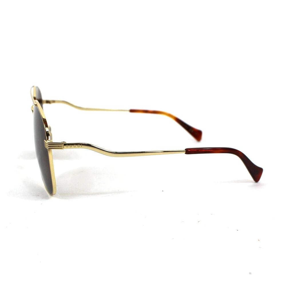 Gucci GG0969S 002 Aviator Sunglasses NEW 59mm Shiny Endura Gold Brown Lens - Picture 3 of 8